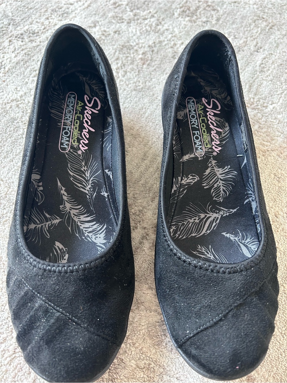 Skechers Womens Sz 6.5 Stretch Fit Air Cooled Slip On Loafer Black Fabric Uppers